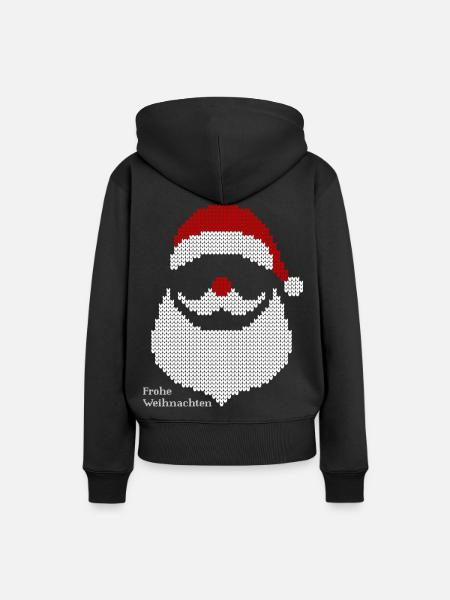 Weihnachtsmann (Frohe-Weihnachten-Strick-Edition) - Frauen Premium Bio Hoodie - Schwarz