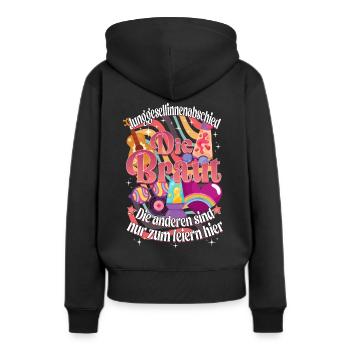 Die Braut 70er Retro Vintage Junggesellinen Party - Frauen Premium Bio Hoodie - Schwarz - Hinten - Julia (174cm)