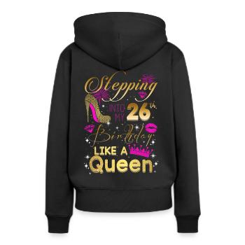 J’entre dans mes 26 ans comme une reine - Sweat à capuche Premium bio Femme - noir - Dos - Julia (174cm)