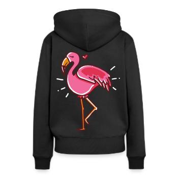 Flamingo Herz rosa Geschenk - Frauen Premium Bio Hoodie - Schwarz - Hinten - Julia (174cm)