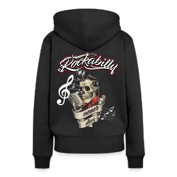 Rockabilly ne meurt jamais - Sweat à capuche Premium bio Femme - noir - Dos - Julia (174cm)