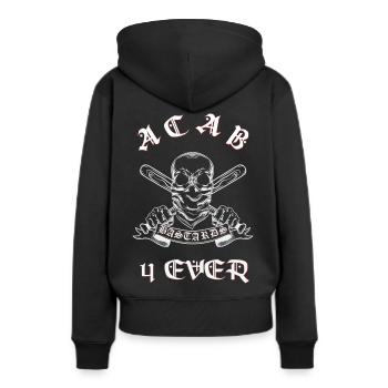 ACAB 1312 - Frauen Premium Bio Hoodie - Schwarz - Hinten - Julia (174cm)