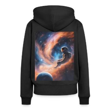 Un astronaute flotte dans l’espace - Sweat à capuche Premium bio Femme - noir - Dos - Julia (174cm)