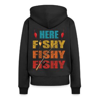 Ici louche - Sweat à capuche Premium bio Femme - noir - Dos - Julia (174cm)