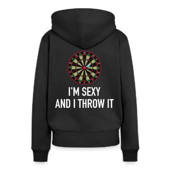 Dart je suis sexy et je le jette - Sweat à capuche Premium bio Femme - noir - Dos - Julia (174cm)