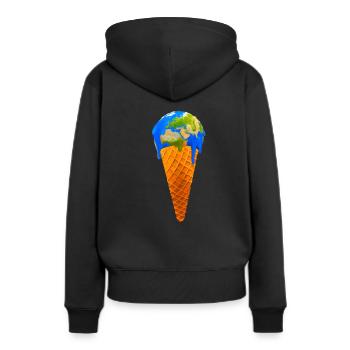 Global Warming Earth Ice cream - Frauen Premium Bio Hoodie - Schwarz - Hinten - Julia (174cm)