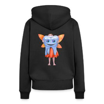 Fleißige Zahnfee mit lächelndem gesunden Zahn - Frauen Premium Bio Hoodie - Schwarz - Hinten - Julia (174cm)