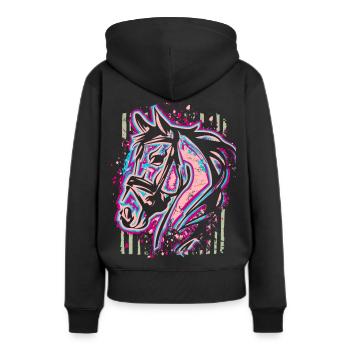 Pferd - Pink Lila - Mädchenhaft - für Girls - Frauen Premium Bio Hoodie - Schwarz - Hinten - Julia (174cm)