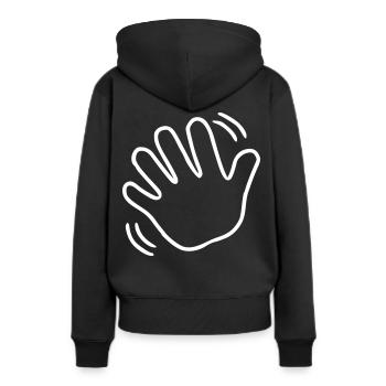Emoji winken Skizze weiß - Frauen Premium Bio Hoodie - Schwarz - Hinten - Julia (174cm)
