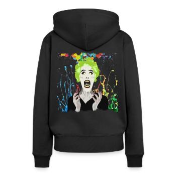 Crazy Lady - Sweat à capuche Premium bio Femme - noir - Dos - Julia (174cm)