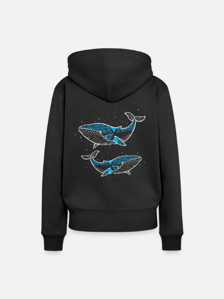 Zwei Wale - Frauen Premium Bio Hoodie - Schwarz