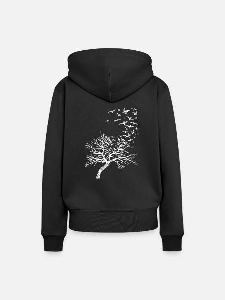 OISEAUX - OISEAUX - ARBRE - NATURE - Sweat à capuche Premium bio Femme - noir