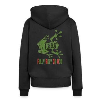 Grenouille - grenouille - chrétienne - Sweat à capuche Premium bio Femme - noir - Dos - Julia (174cm)