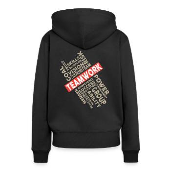 Teamwork - Frauen Premium Bio Hoodie - Schwarz - Hinten - Julia (174cm)