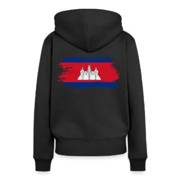Drapeau du Cambodge drapeau - Sweat à capuche Premium bio Femme - noir - Dos - Julia (174cm)