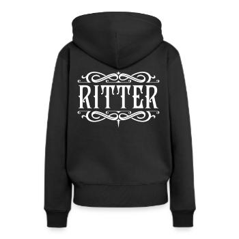 Ritter - Frauen Premium Bio Hoodie - Schwarz - Hinten - Julia (174cm)