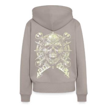 Rebel Rebel Skull - Women’s Premium Organic Hoodie - taupe - Back - Julia (174cm)