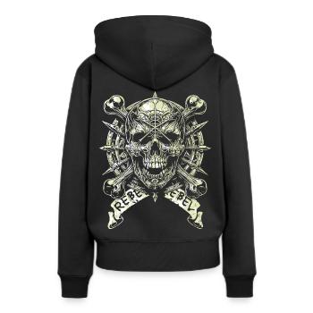 Crâne rebelle rebelle - Sweat à capuche Premium bio Femme - noir - Dos - Julia (174cm)