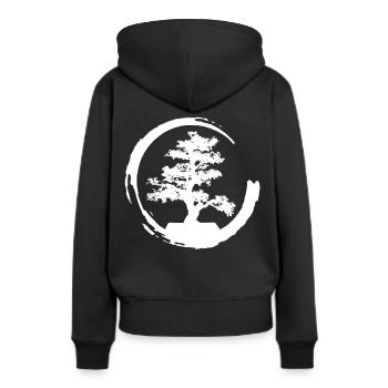 Bonsai - Frauen Premium Bio Hoodie - Schwarz - Hinten - Julia (174cm)