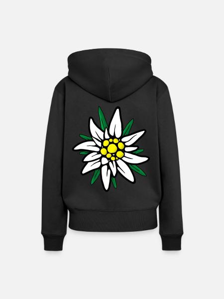 Edelweiß Edelweiss Alpen-Edelweiß - Sweat à capuche Premium bio Femme - noir