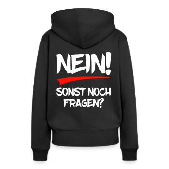 Nein - sonst noch Fragen? - Frauen Premium Bio Hoodie - Schwarz - Hinten - Julia (174cm)