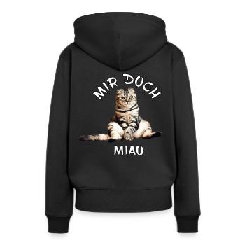 Katze – Mir doch miau - Frauen Premium Bio Hoodie - Schwarz - Hinten - Julia (174cm)
