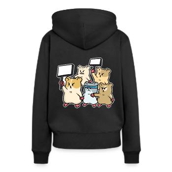 Hamster Protest Aufstand Demonstration Demo - Frauen Premium Bio Hoodie - Schwarz - Hinten - Julia (174cm)