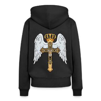 Croix céleste avec couronne - Sweat à capuche Premium bio Femme - noir - Dos - Julia (174cm)