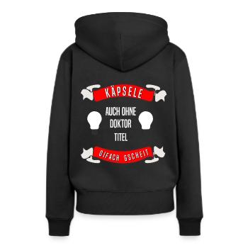 Schwäbisch Schwaben Käpsele gescheit - Frauen Premium Bio Hoodie - Schwarz - Hinten - Julia (174cm)