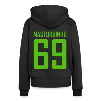Masturbinho 69 Trikot parodie - Frauen Premium Bio Hoodie - Schwarz - Hinten - Julia (174cm)