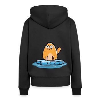 Katze Winterzeit Kalt Frost Xmas - Frauen Premium Bio Hoodie - Schwarz - Hinten - Julia (174cm)