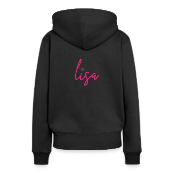 Nom de Lisa - Sweat à capuche Premium bio Femme - noir - Dos - Julia (174cm)