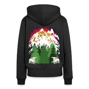 Moutons Chèvres Alpage Montagnes Alpes Vacances Tannen Alm - Sweat à capuche Premium bio Femme - noir - Dos - Julia (174cm)