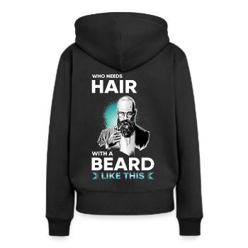 Barbe barbe barbe poils du visage barbe complète - Sweat à capuche Premium bio Femme - noir - Dos - Julia (174cm)