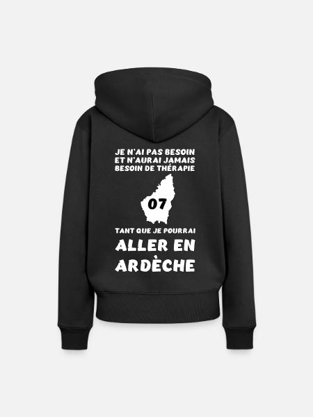 Cadeau homme et femme Ardèche Ardèchois - Sweat à capuche Premium bio Femme - noir