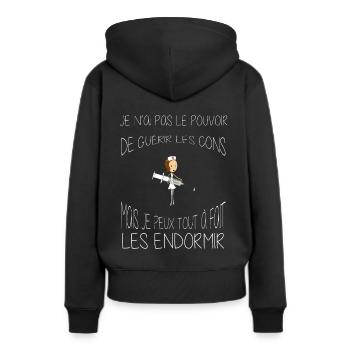 Je ne peux pas guérir les cons - Anesthésiste - Sweat à capuche Premium bio Femme - noir - Dos - Julia (174cm)