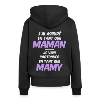Annonce grossesse originale pour une future mamy - Sweat à capuche Premium bio Femme - noir - Dos - Julia (174cm)