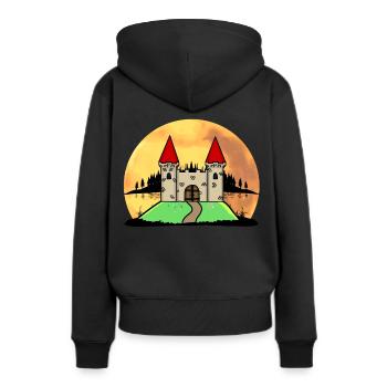 Moyen Age Château Château Forteresse Nature Fantaisie - Sweat à capuche Premium bio Femme - noir - Dos - Julia (174cm)