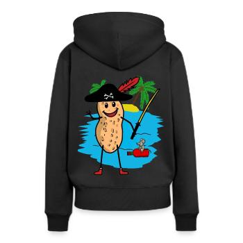 Erdnuss Freibeuter Pirat Fantasy Kinder Piraten - Frauen Premium Bio Hoodie - Schwarz - Hinten - Julia (174cm)