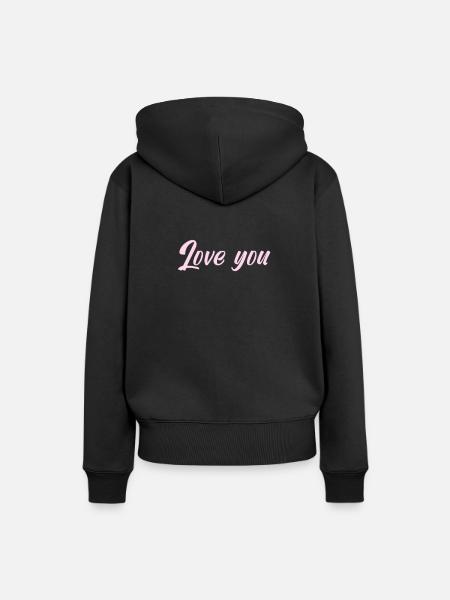 Love you - Frauen Premium Bio Hoodie - Schwarz