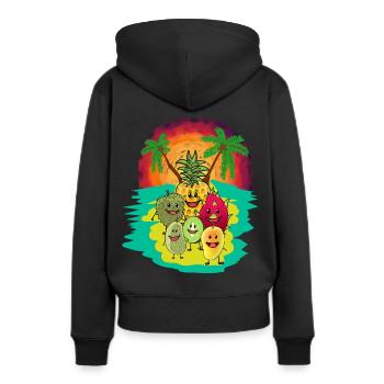 Fruits du sud de la mer du Sud Fruits Fantasy Vitamines - Sweat à capuche Premium bio Femme - noir - Dos - Julia (174cm)