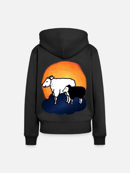 Sternenhimmel Schafe Schaf Lamm himmlisch - Frauen Premium Bio Hoodie - Schwarz