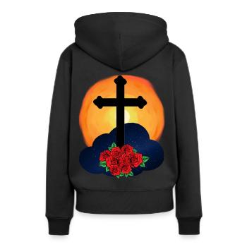 mourir la croix Résurrection Au-delà Jésus - Sweat à capuche Premium bio Femme - noir - Dos - Julia (174cm)