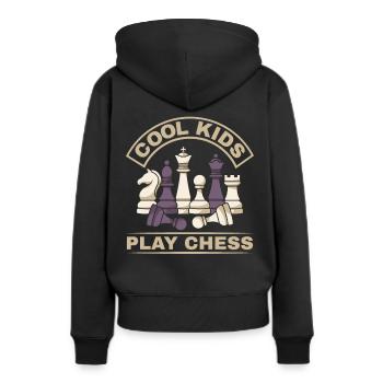 Les enfants cool jouent aux échecs - Sweat à capuche Premium bio Femme - noir - Dos - Julia (174cm)