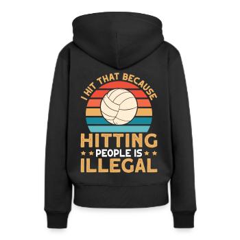 J’ai battu ce drôle de volley-ball - Sweat à capuche Premium bio Femme - noir - Dos - Julia (174cm)