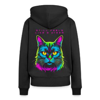 cat still feel like a dream after techno rave part - Frauen Premium Bio Hoodie - Schwarz - Hinten - Julia (174cm)