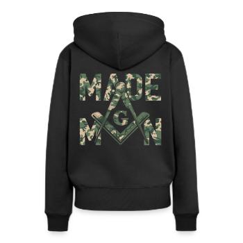 Fait Homme Maçon Maçon Maçon Camo Franc-maçon - Sweat à capuche Premium bio Femme - noir - Dos - Julia (174cm)