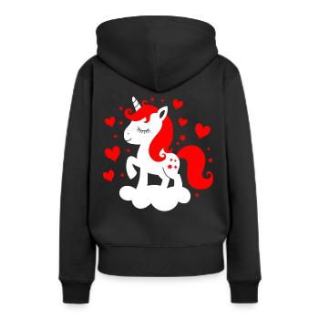 Bébé licorne contrastée - Sweat à capuche Premium bio Femme - noir - Dos - Julia (174cm)