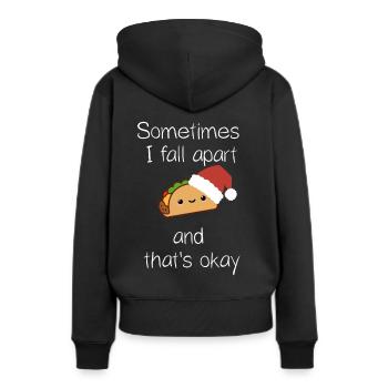 Parfois, je m’effondre Taco Taco de Noël - Sweat à capuche Premium bio Femme - noir - Dos - Julia (174cm)
