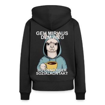 Écarte-toi de mon chemin, contact social inutile - Sweat à capuche Premium bio Femme - noir - Dos - Julia (174cm)